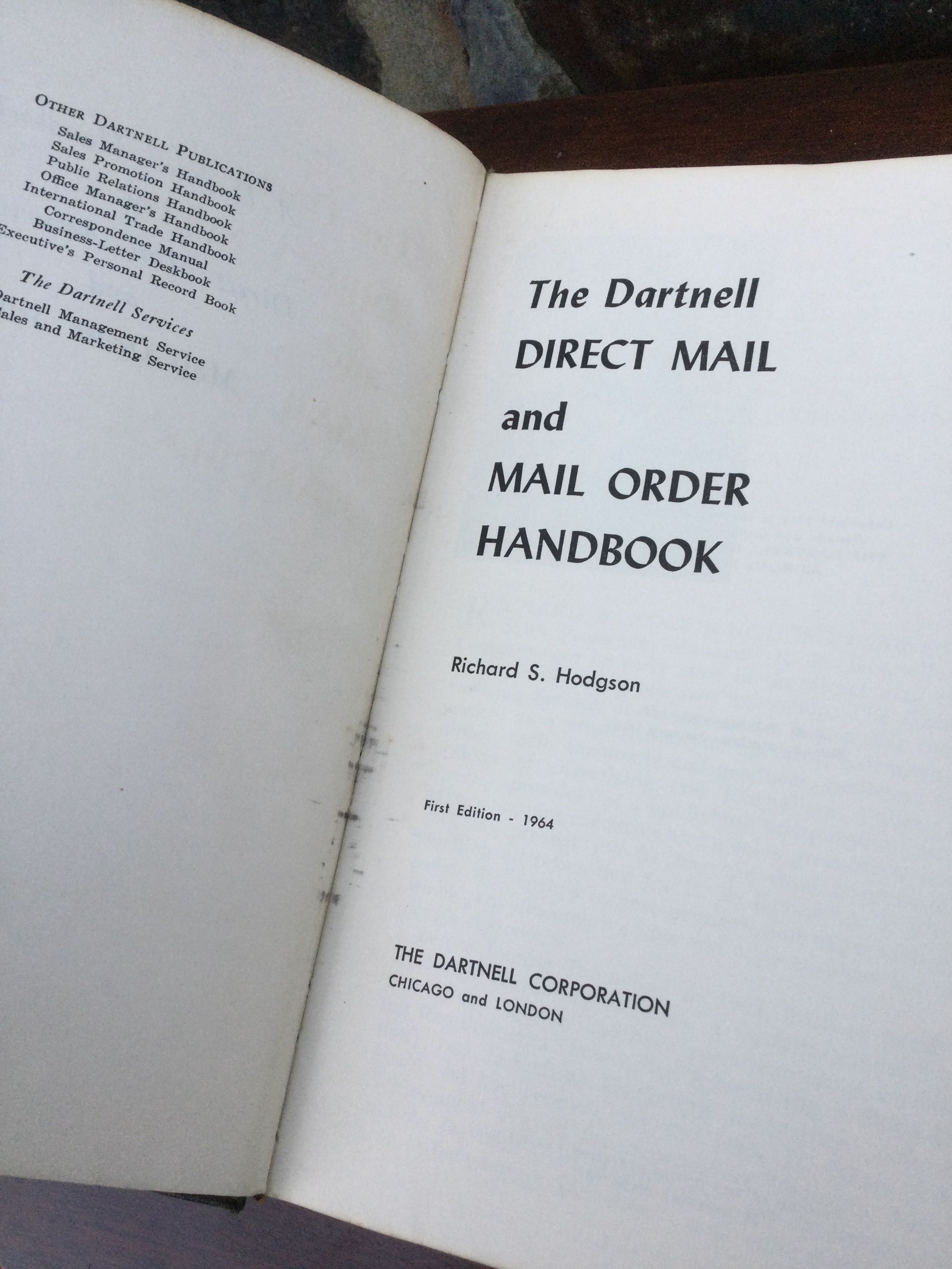 Livro Dartnell Direct Mail and Mail Order First Edition 1964