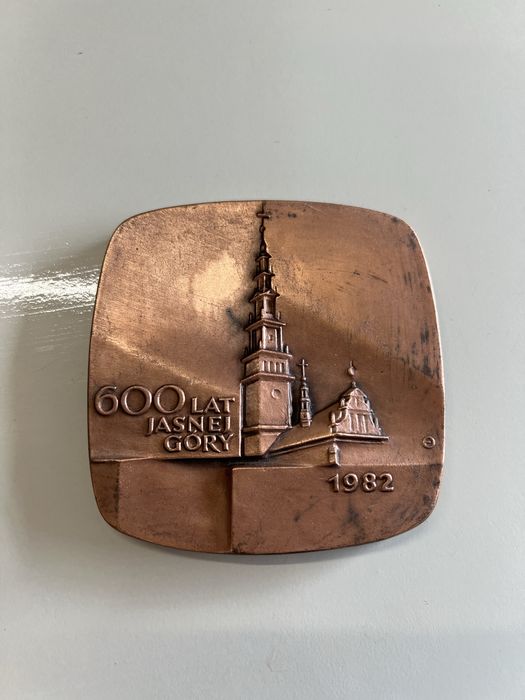 Plakieta 600-lecie Jasnej Góry 1982 – miedź, PRL, kolekcjonerska