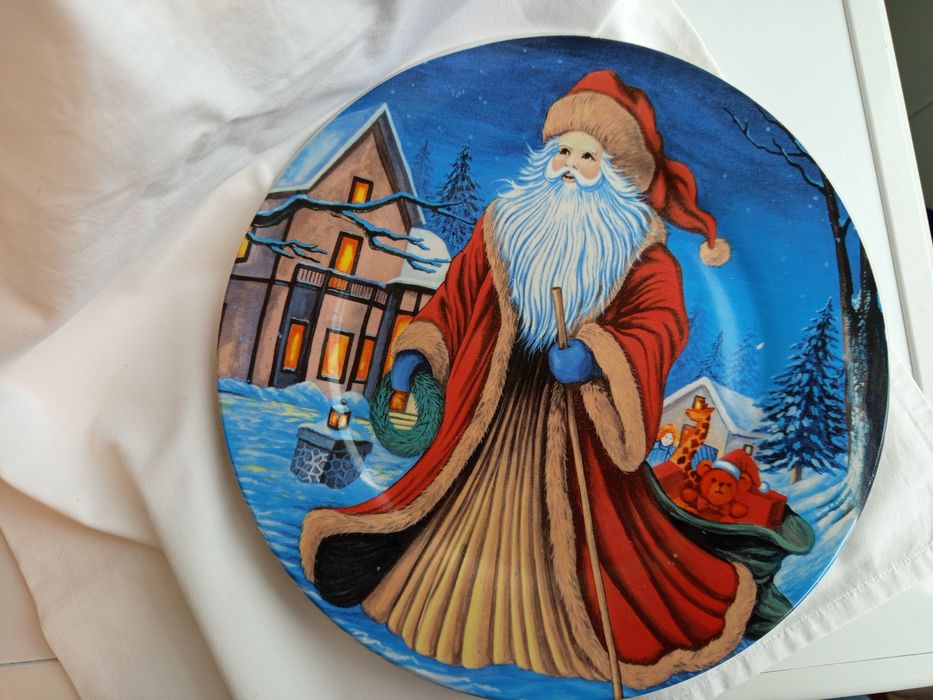 Prato e Corta Bolo de Natal de louça - Novo!