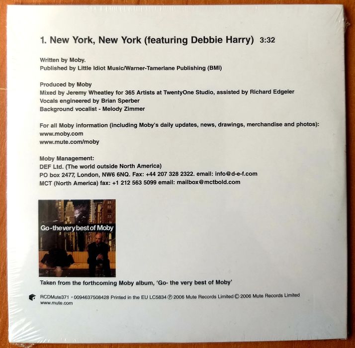 CDs Moby.Debbie Harry New York, New York 2006r