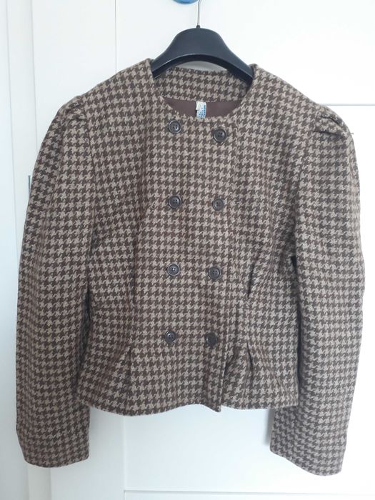 Żakiet, marynarka damska, pepitka, rozm. S/M, wełna, vintage