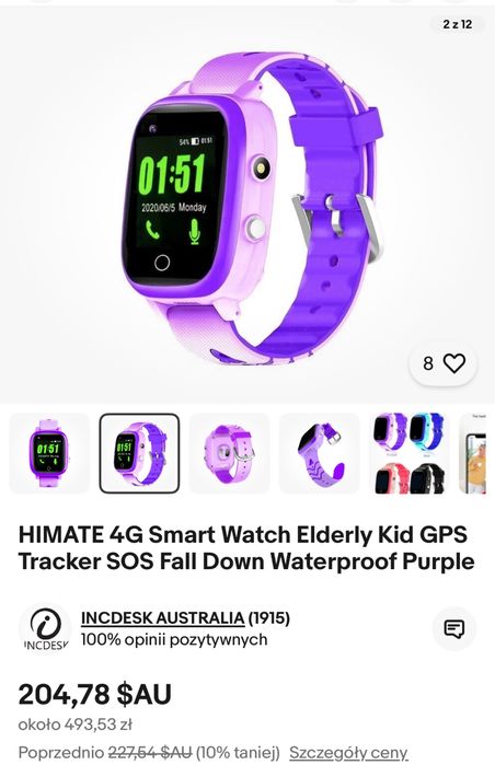 Inteligentny smartwatch dziecko, senior 4G GSM monitor stanu zdrowia