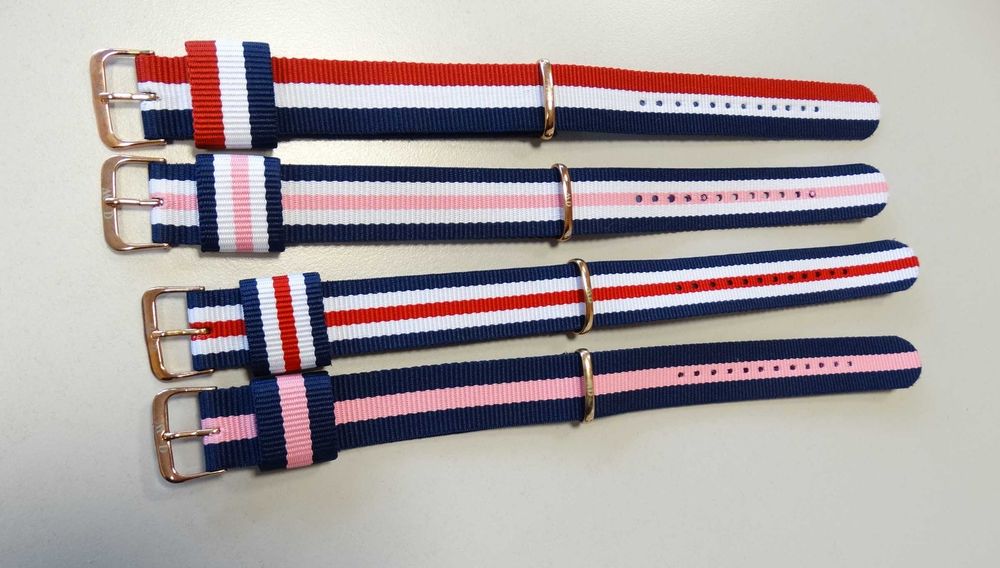 Pasek nylonowy 20mm do zegarek Daniel Wellington ze złotą klamerką