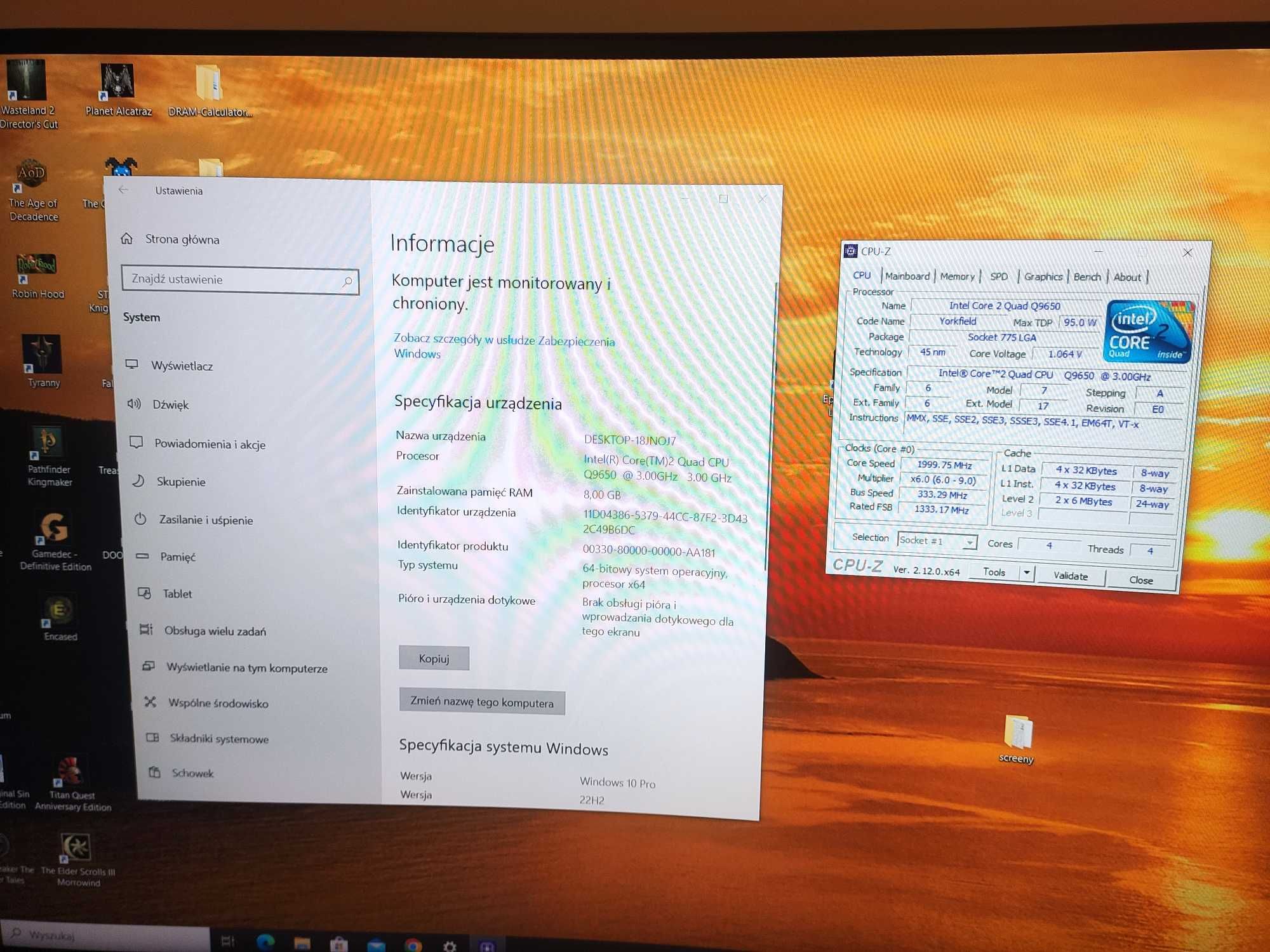 Intel Q9650 + płyta Asus P5Q Turbo + 8 GB RAM + chłodzenie SPC Spartan