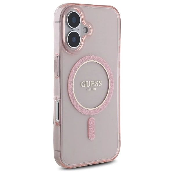 Guess GUHMP16SHFGEREP iPhone 16/6.1" różowy/pink hardcase IML Glitter