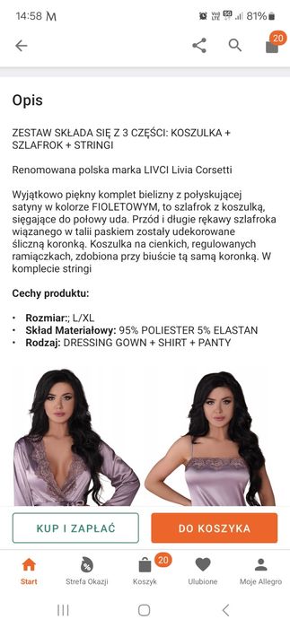 Komplet bielizny z satyny- NOWY