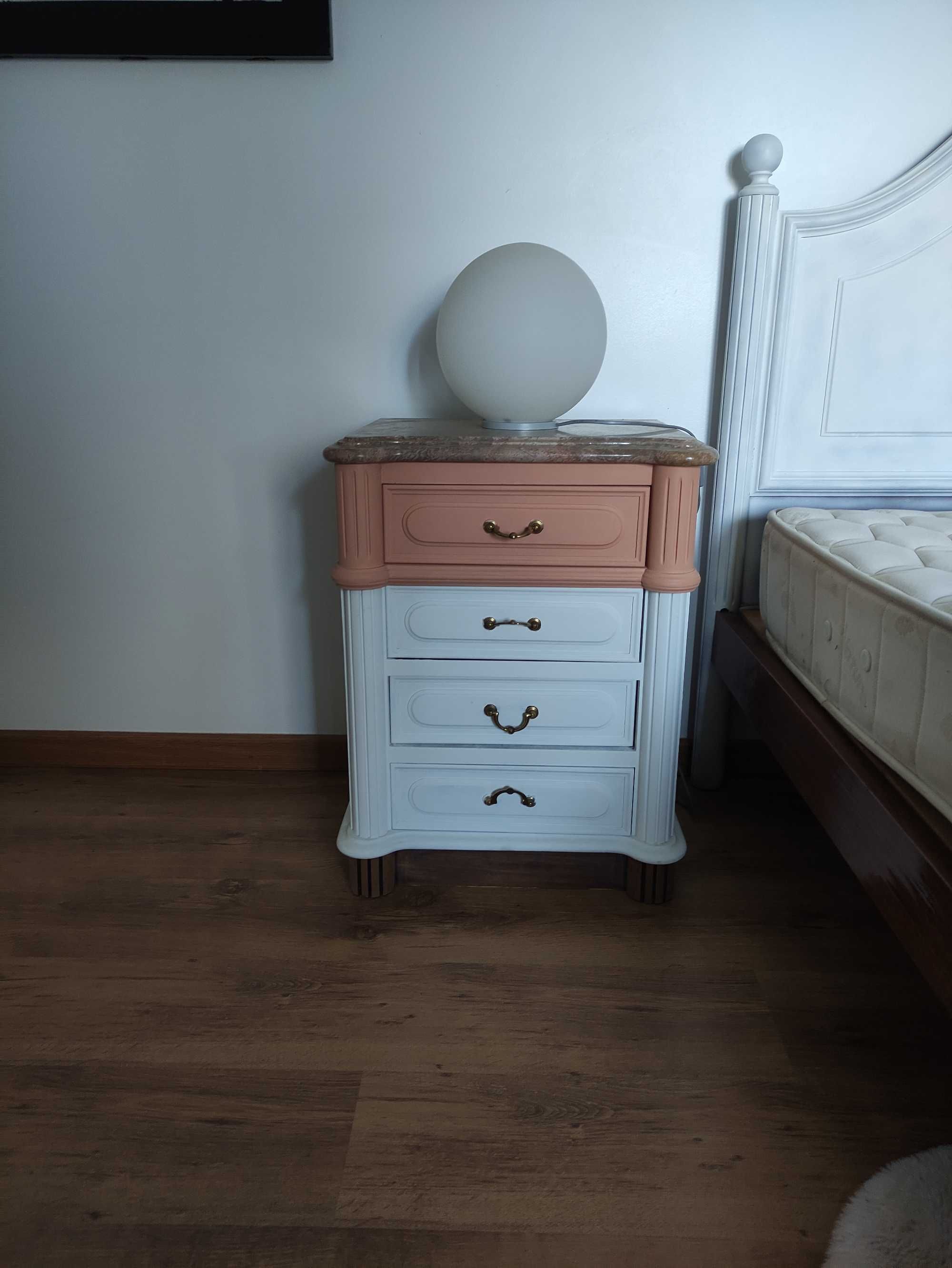Conjunto Quarto Casal Madeira Maciça e Pedra c/ colchão incluído