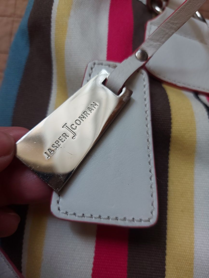 Jasper Conran letnia torebka w paski kolorowa skóra naturalna na lato