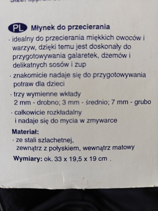 Przecierak do przecierania warzyw i owocow