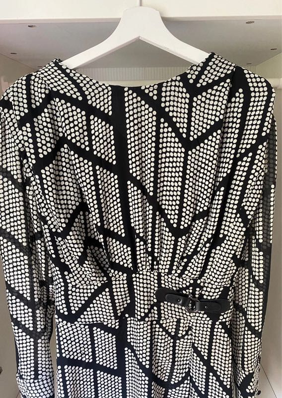 Massimo Dutti kopertowa sukienka transparentna w grochy 38 M