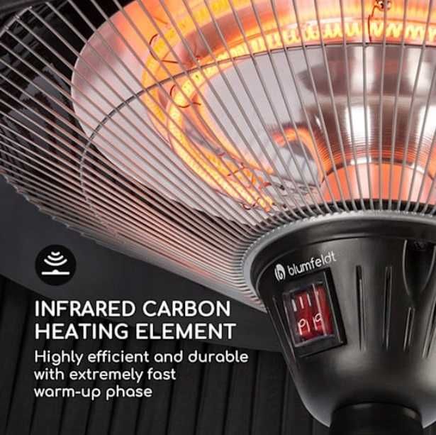 Grzejnik tarasowy, promiennik ogrodowy 1000/2000W Blumfeldt  S-051