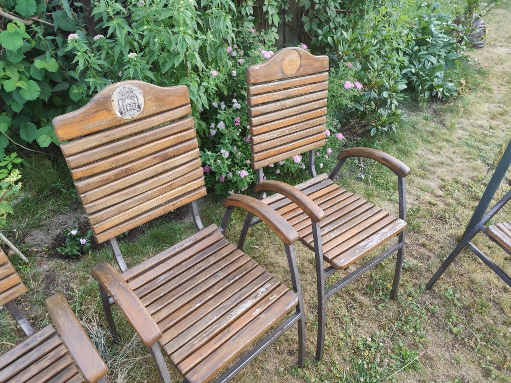 7 szt bardzo solidnych krzeseł ogrodowych "Żywiec"