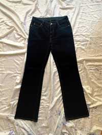 Jeansy spodnie granatowe czarne proste nogawki niski stan