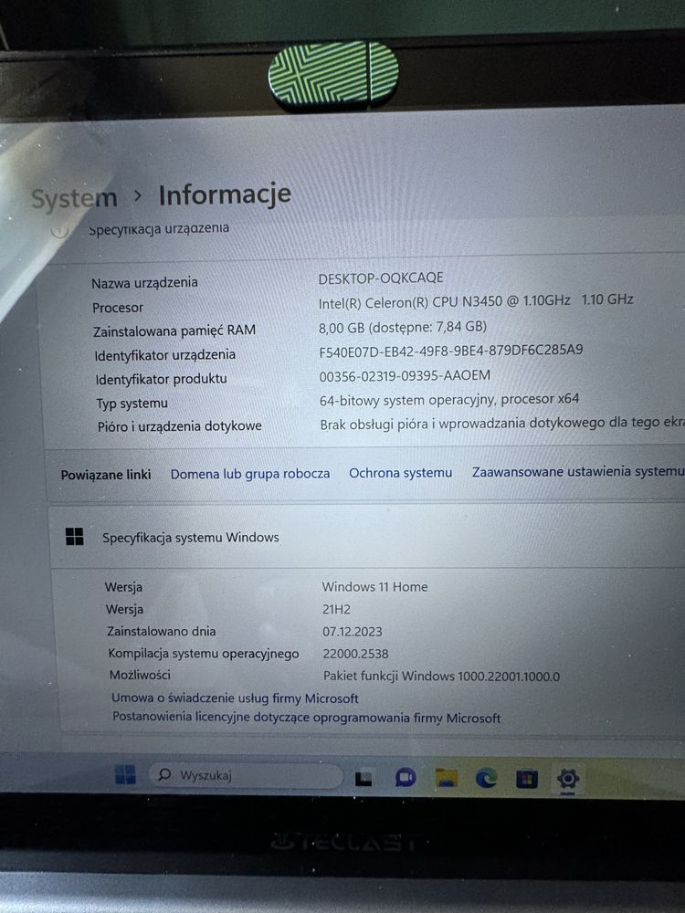 Laptop Teclast F7S Intel/8/128 SSD/14" Full HD/W10