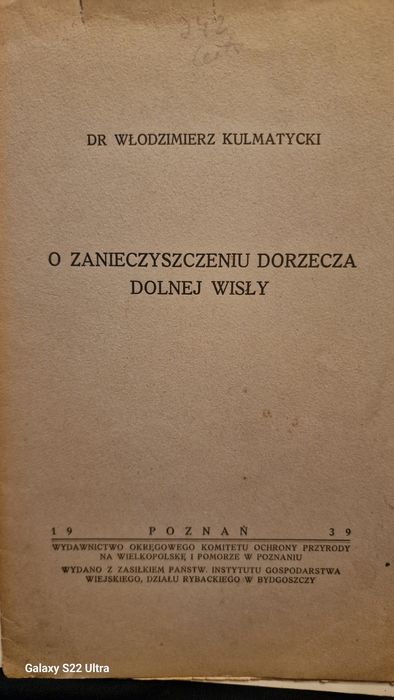 Broszura z 1939  r.zanieczyszczenie  Wisła.