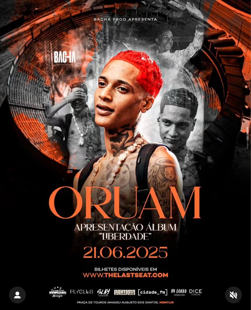 1 bilhete para o oruam no montijo