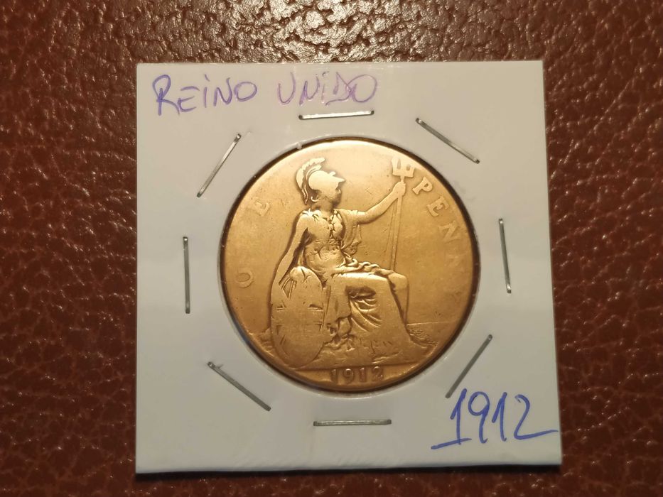709 moeda de one penny de 1912 Georgivs V - Reino Unido