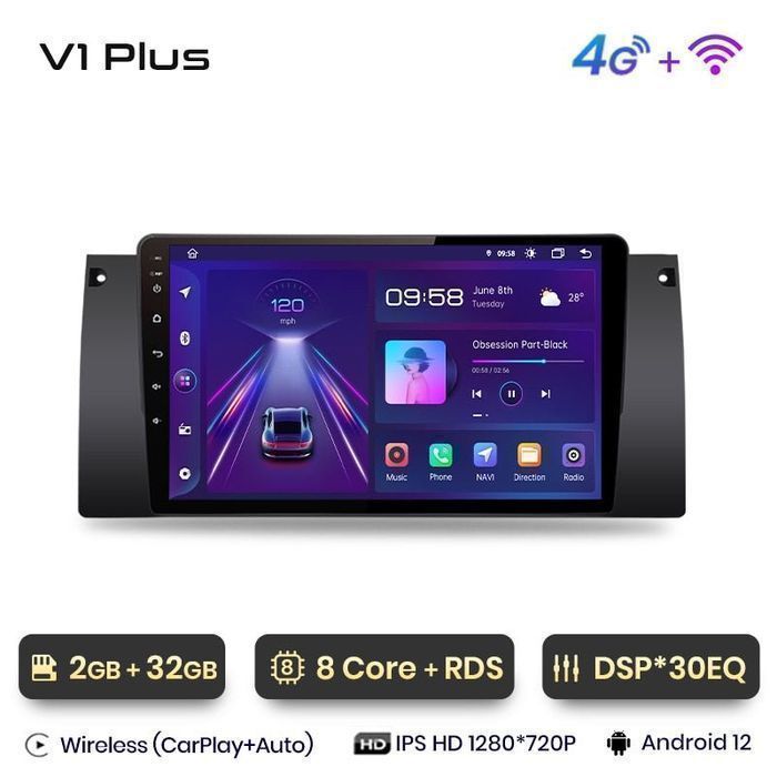 Radio nawigacja BMW 5 E39 E53 X5 M5 Carplay Android V1 Plus 2GB 32GB