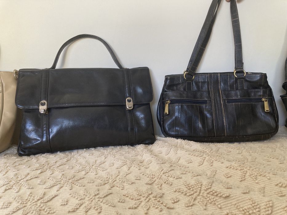 Malas e carteira senhora em pele e couro verdadeiro