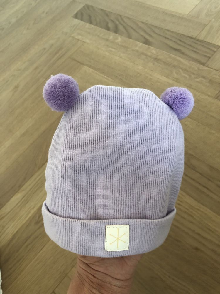 Czapka beanie kolor liliowy 0-3 miesiące Pinokio 68, Nowa