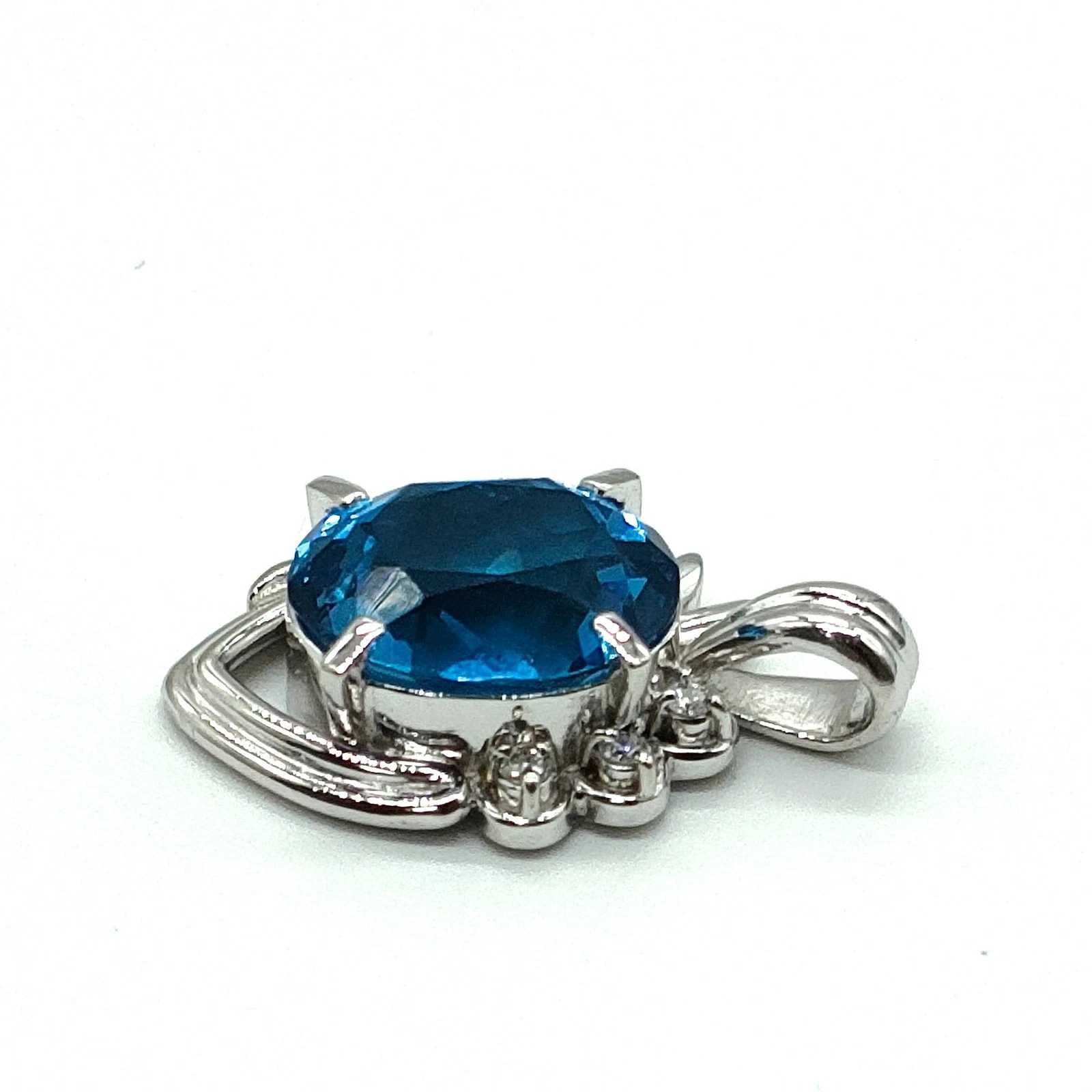 wisiorek platyna 900 topaz diamenty brylanty 5,75 g certyfikat