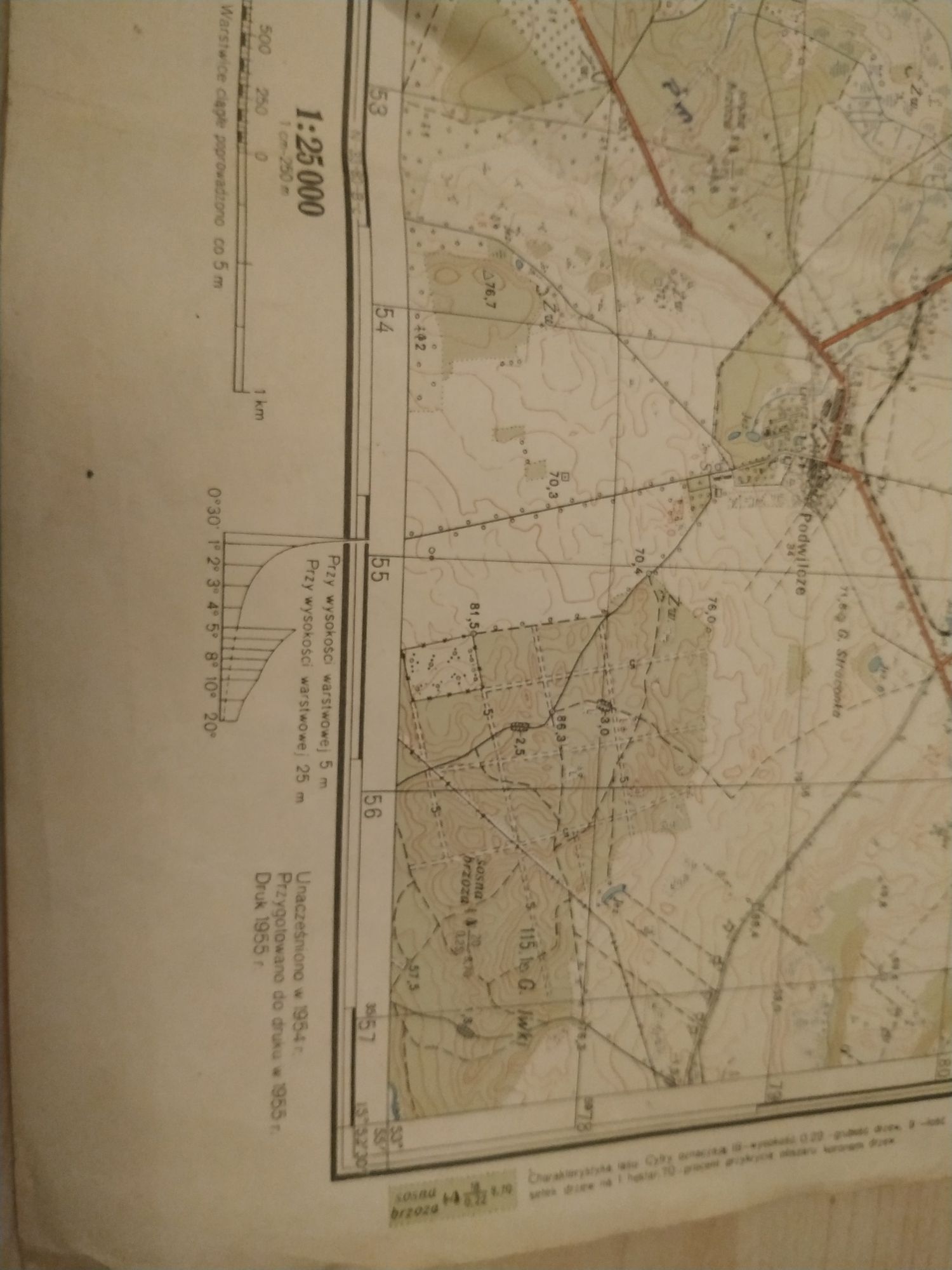 Tajna mapa sztabu generalnego N-33-68-D-c woj. koszalińskie 1955r.