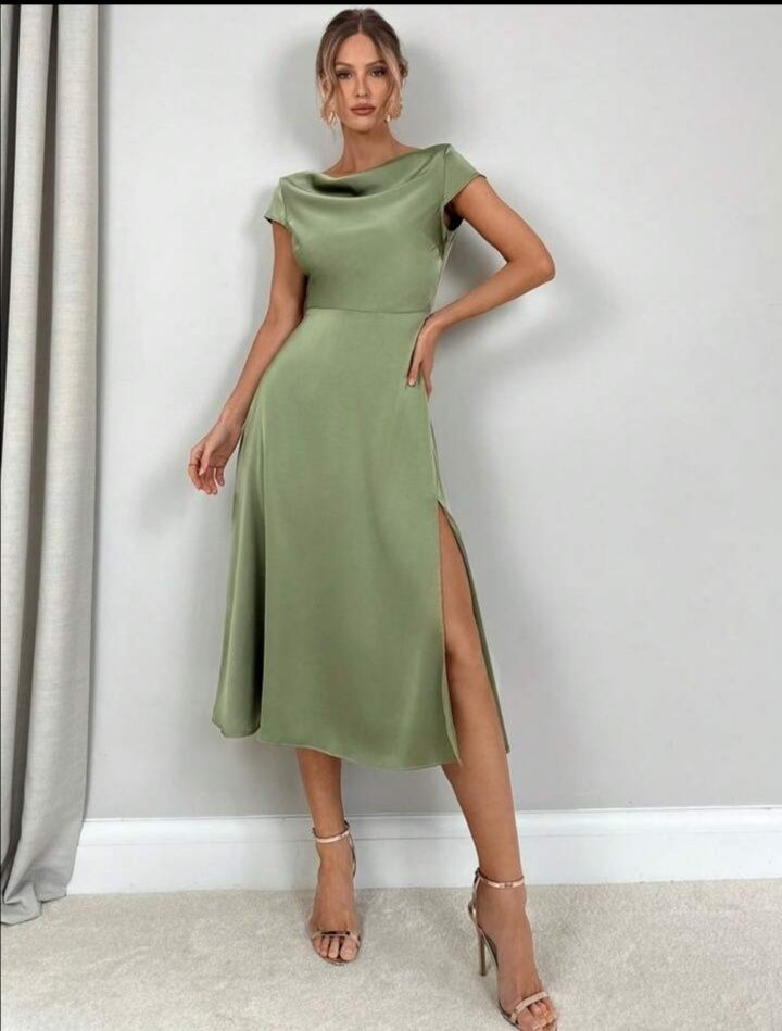 Elegancka sukienka satynowa wesele XS