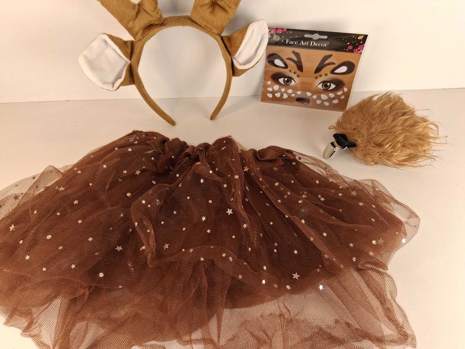 B086 Zestaw Kostium Jelonek Opaska Rogi Spódnica Ogon Bal Przebranie