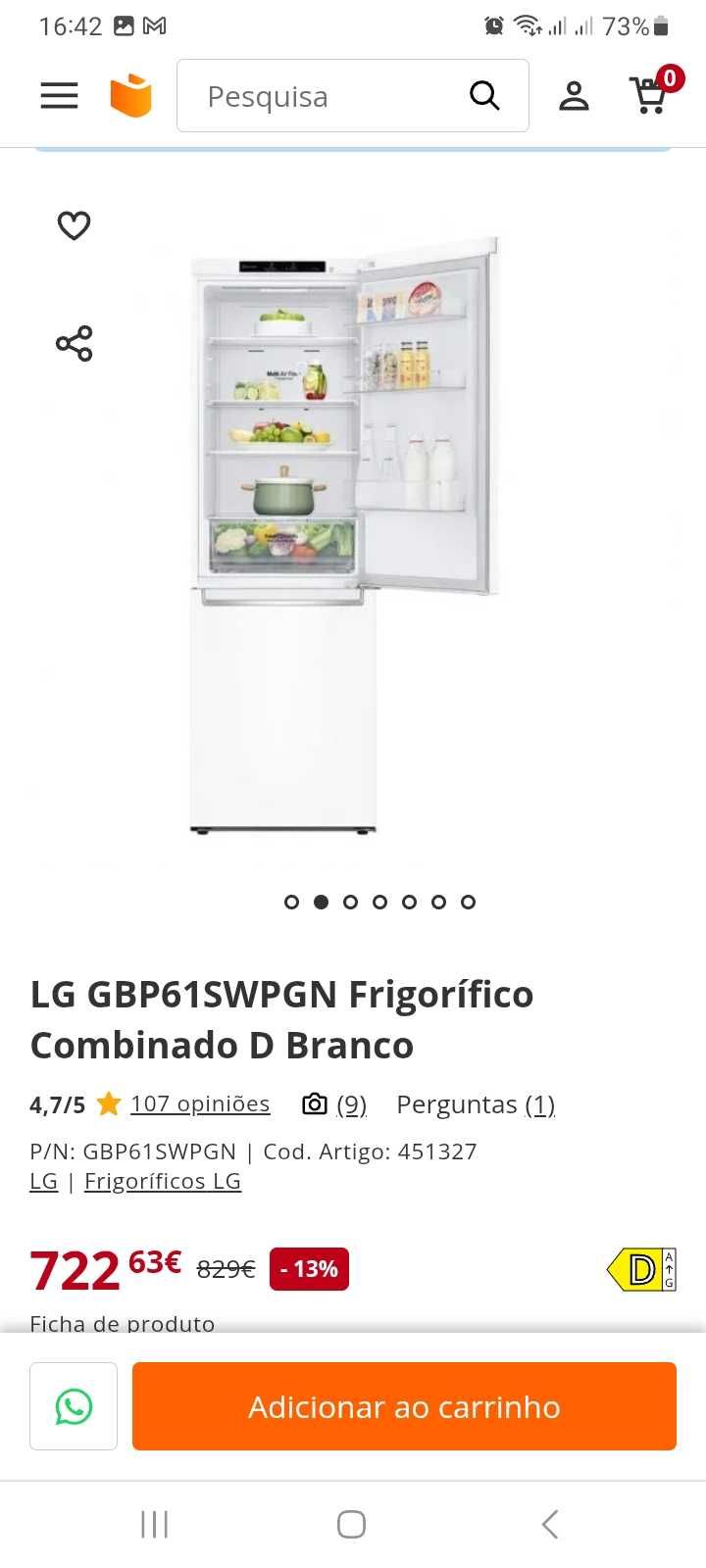 Frigorifico combinado LG novo embalado