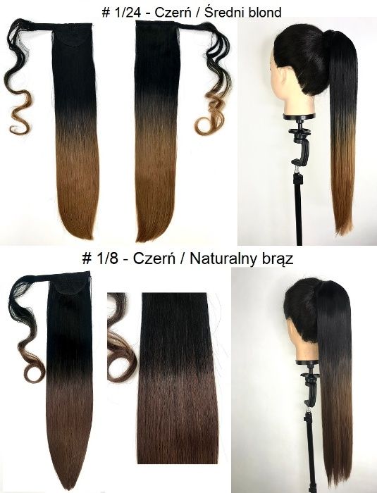 Doczepiany KUCYK OMBRE Treska DOPINKA Kitka Różne KOLORY