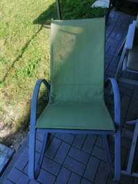 Fotel ogrodowy zielony, do bujania, rama szara metalowa