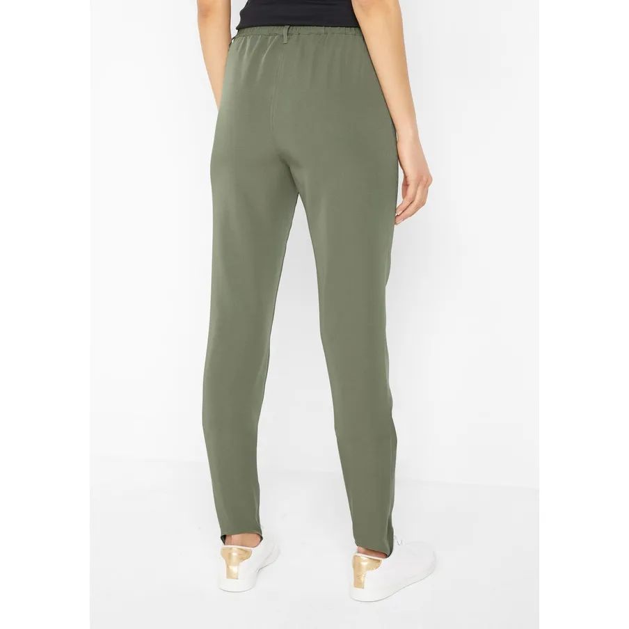 bonprix khaki spodnie narciarki z gumami zapiętki rurki 42-44