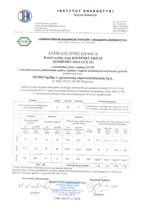 Kocioł, piec na eko-groszek DEFRO KOMFORT EKO LUX 25 kW - LEWY / PRAWY