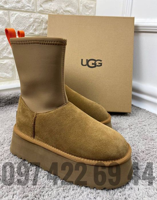 UGG CLASSIC DIPPER Black /Chestnut Жіночі Уггі на Платформі