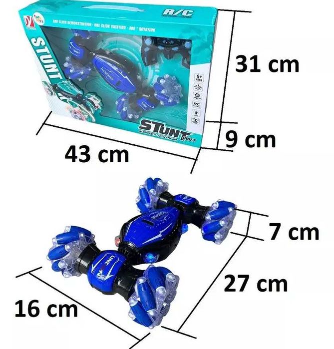 Машинка перевертыш 27см на радиоуправлении A8863 на пульте управления