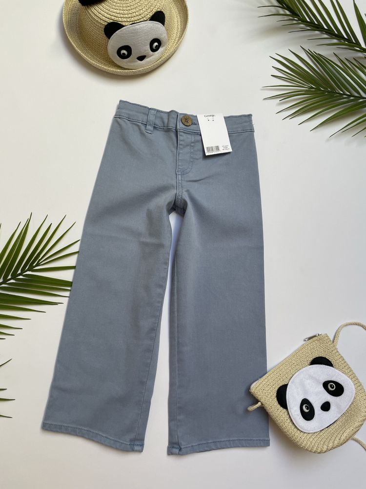 98-104 George wide leg szerokie spodnie miękkie jeansy kuloty z gumką