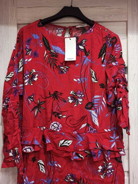 Mango nowa z metką sukienka 100% viskoza Midi floral print rozm. S