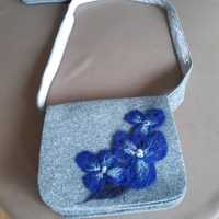 Filcowa ręcznie robiona torebka, filcowane kwiaty, hand made