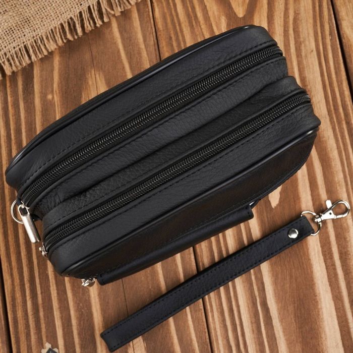 saszetka męska skórzana do ręki czarna klasyczna abruzzo abr-07