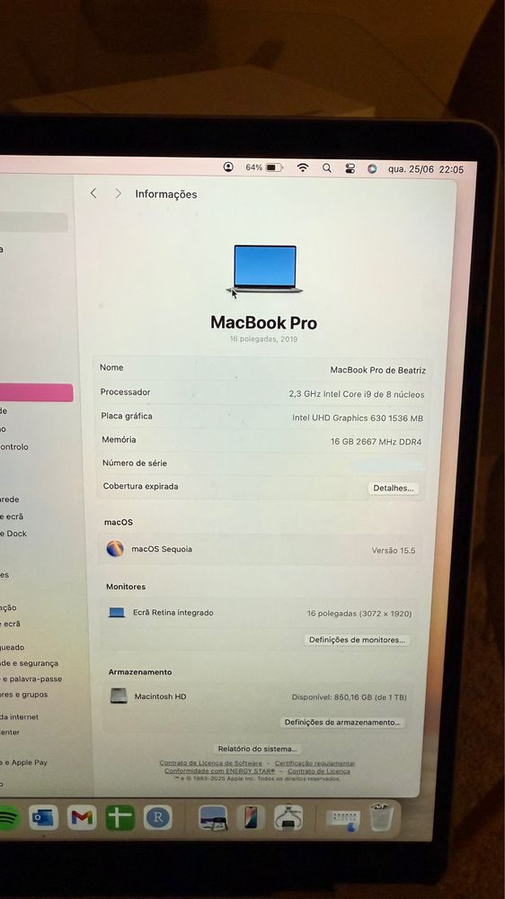 Macbook Pro 16 2019 i9 TouchBar 1TB