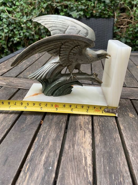 antyczna podpórka do książek, Art Deco, Francja i poł XXw , onyx, Vtg