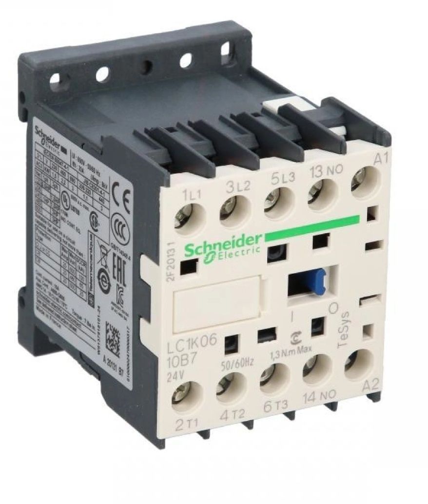 Styczniki mocy AC
Stycznik mocy 6A 3P 24V AC 1Z 0R LC1K0610B7
