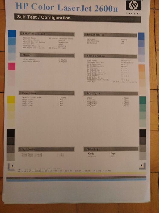 Drukarka kolorowa HP Color LaserJet 2600n mało używana