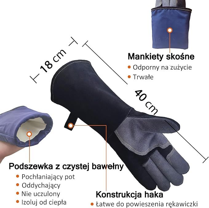 wzqh 40 cm skórzane rękawice ognioodporne x