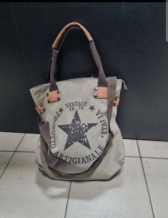 Oliwkowa torebka damska shopper