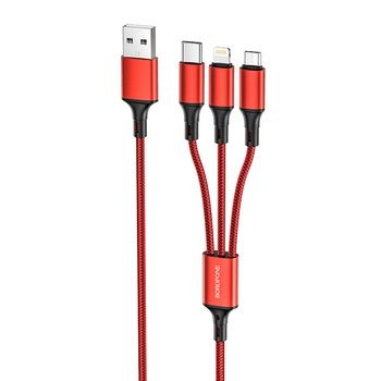 Borofone Kabel BX50 3 w 1 - USB na Typ C, Micro USB, Lightning 2,4A 1m