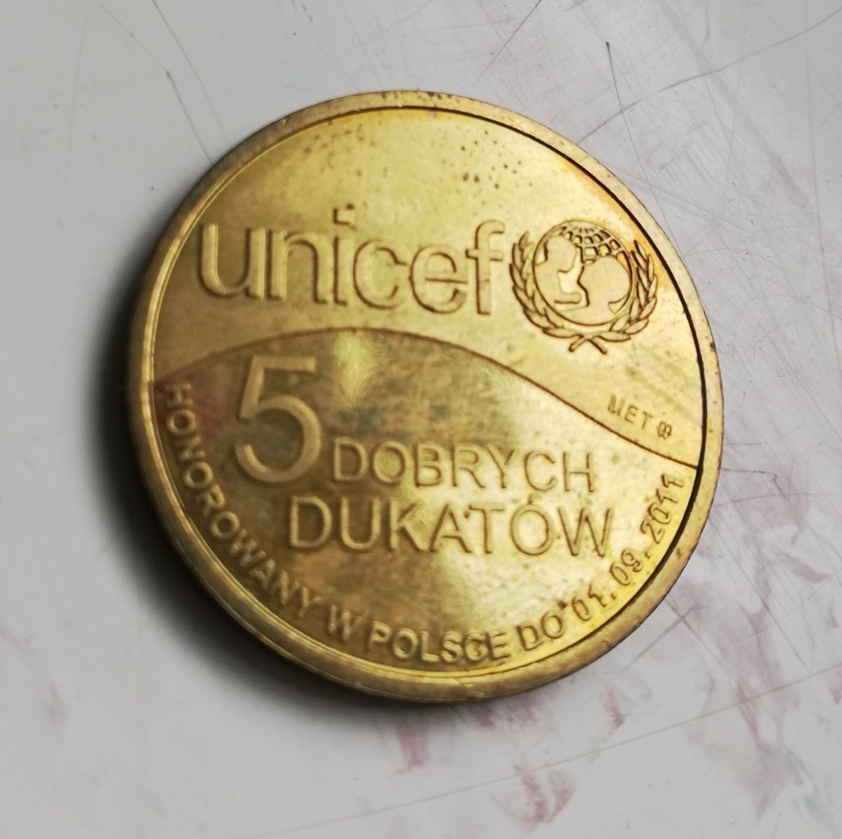 Moneta numizmat 5 Dobrych Dukatów UNICEF 2011