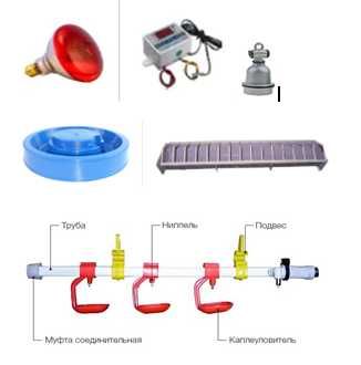 Набор для брудера для обогрева, с  системой поения, кормушкой
