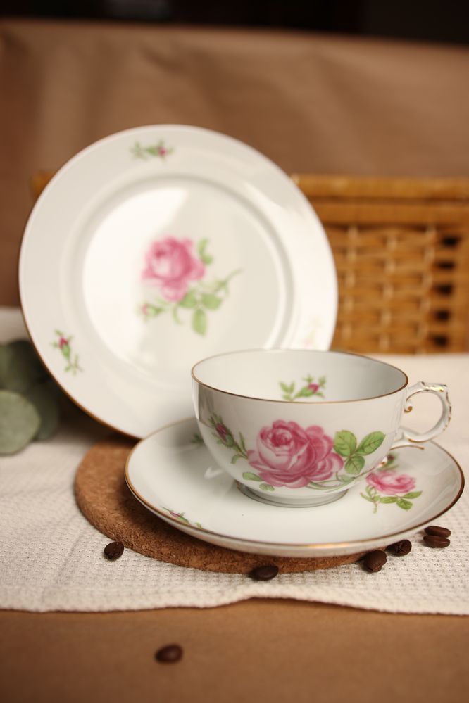 Zestaw śniadaniowy Furstenberg róża porcelana