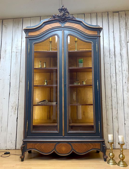 BIBLIOTEKA witryna antracyt, Louis XV Francja szafa Antyk